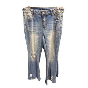 Boutique Plus Size Distressed Flare Jeans